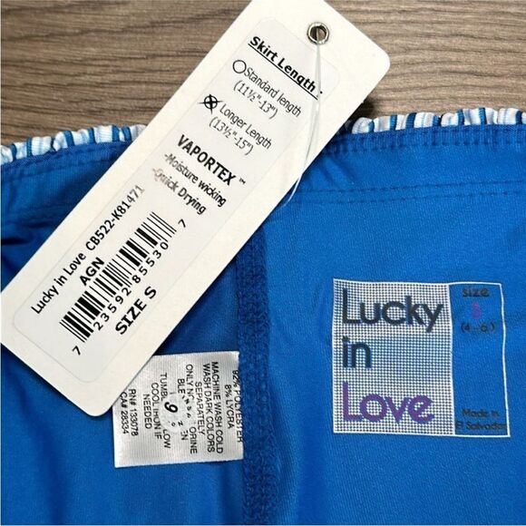 Lucky In Love 14” Paradise Smocked High Waist Blue Print Tennis Skirt Size Small - Picture 10 of 10